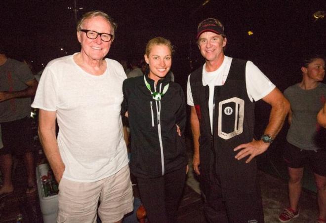 Comanche owners: Jim Clark and Kirsty Hinze Clark with Skipper, Ken Read - on the dock after completing the 2016 RORC Caribbean 600 © RORC/Emma Louise Wyn Jones